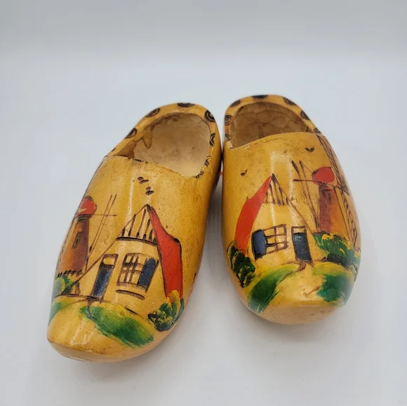 Dutch Wooden Clogs Handmade Holland Windmill MidCentury Souvenir Decor Vintage - Picture 2 of 14
